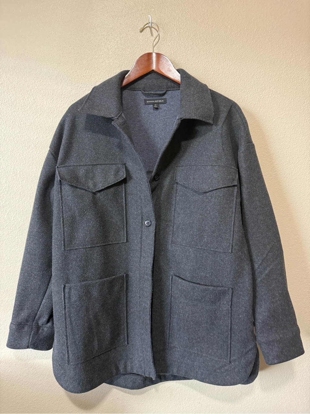 Banana Republic Women’s Charcoal Wool-Blend Shacket